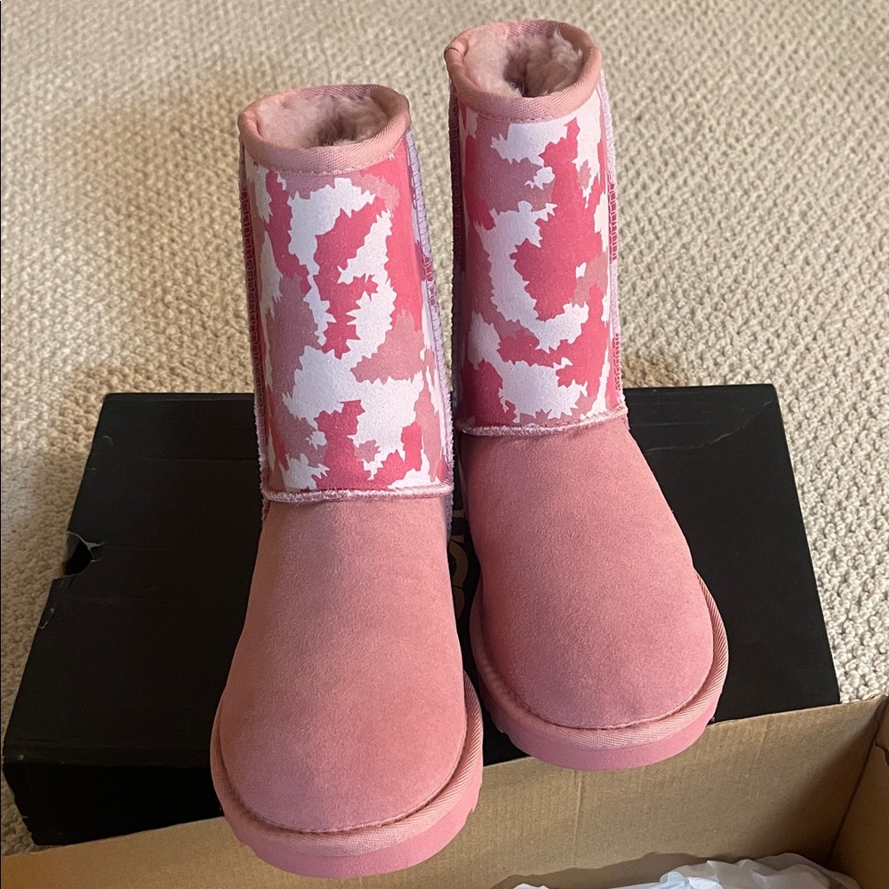 UGG Pink and White Camouflage Winter Boots - Picture 2 of 5